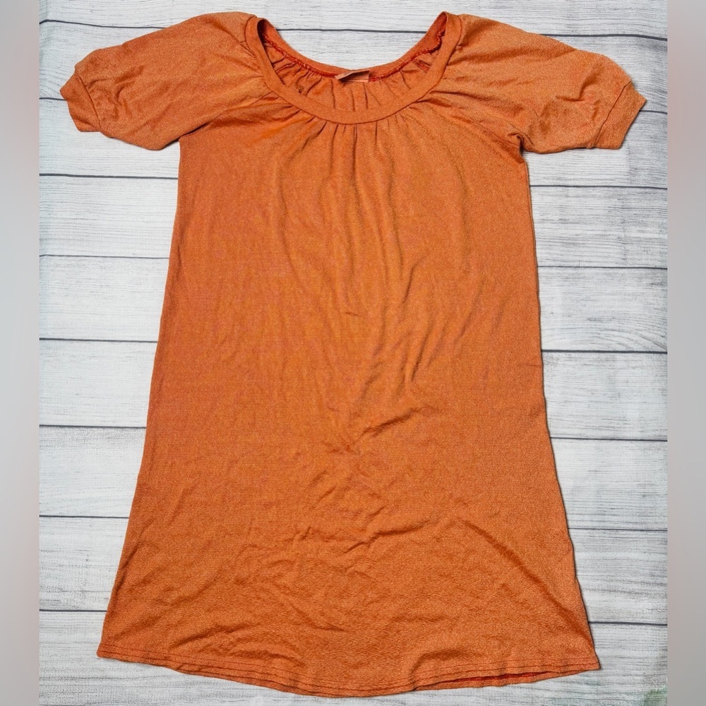 Michael Stars‎ Style 0159 Orange Shimmer Scoop Neck T-Shirt Dress One Size